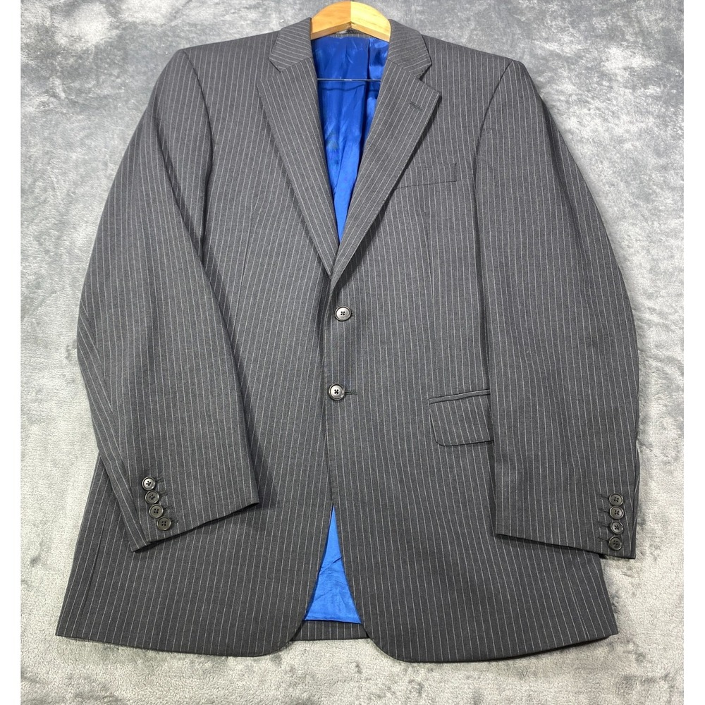 Charles Tyrwhitt Blazer Mens 40L Gray Striped Wool Business Formal Suit Jacket